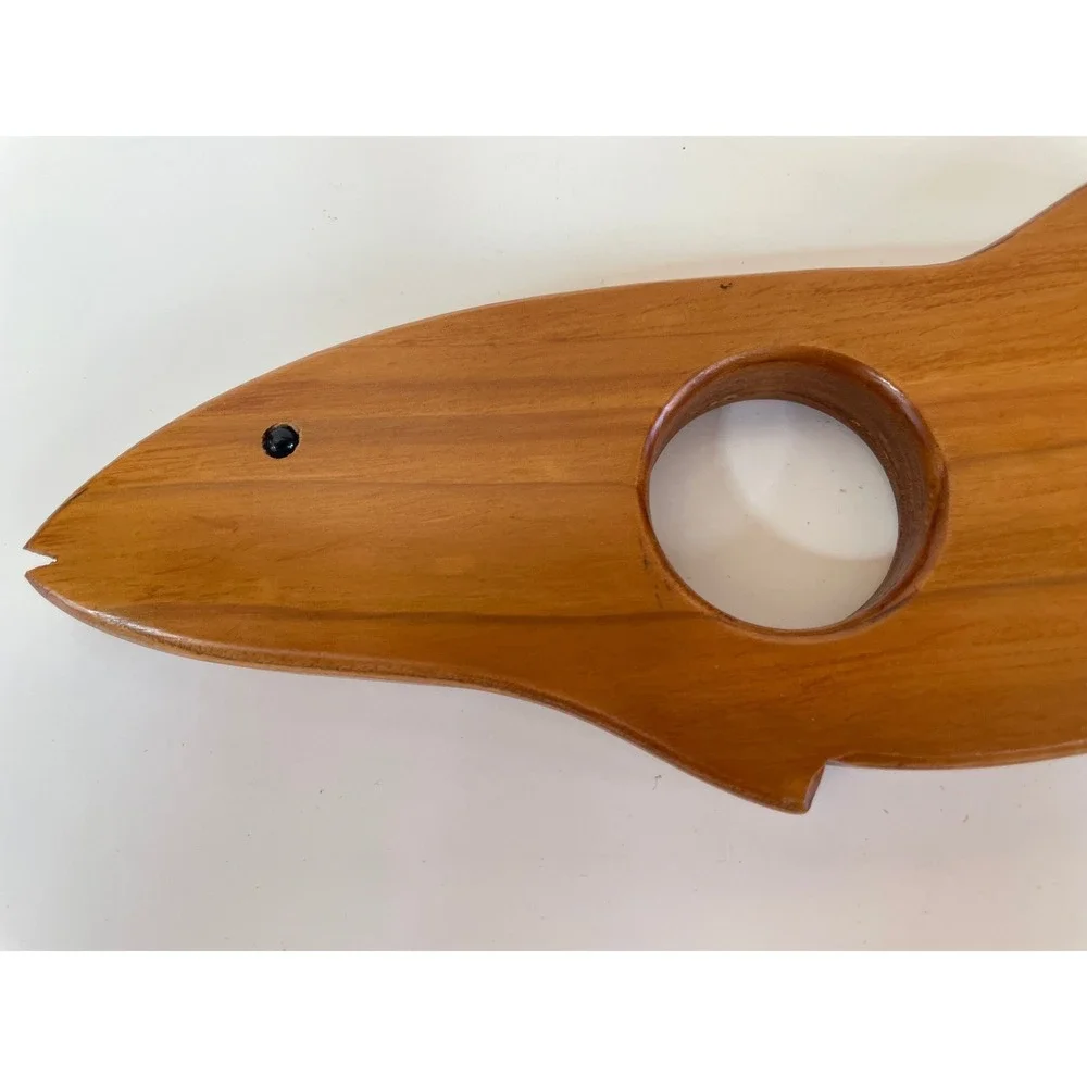 Vintage Wooden Fish Wine Bottle Holder Balancing Single